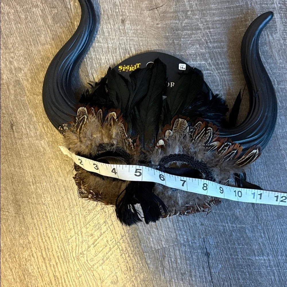 Spirit of Halloween Feather Horned Mask Brown Black OS